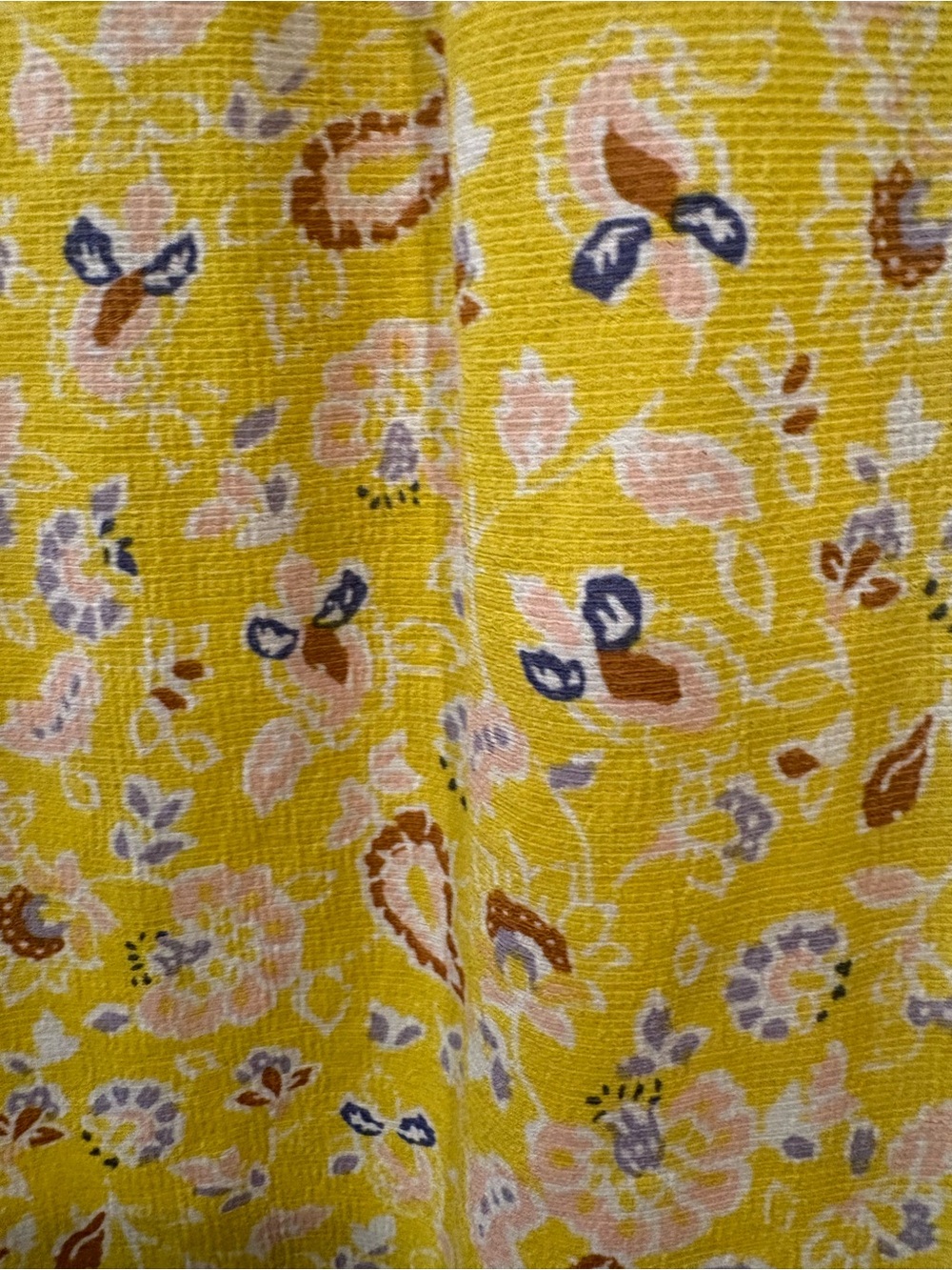 MELLODAY $38 Yellow Floral Ruffle Tie-Neck Blouse XL Boho - Picture 4 of 5